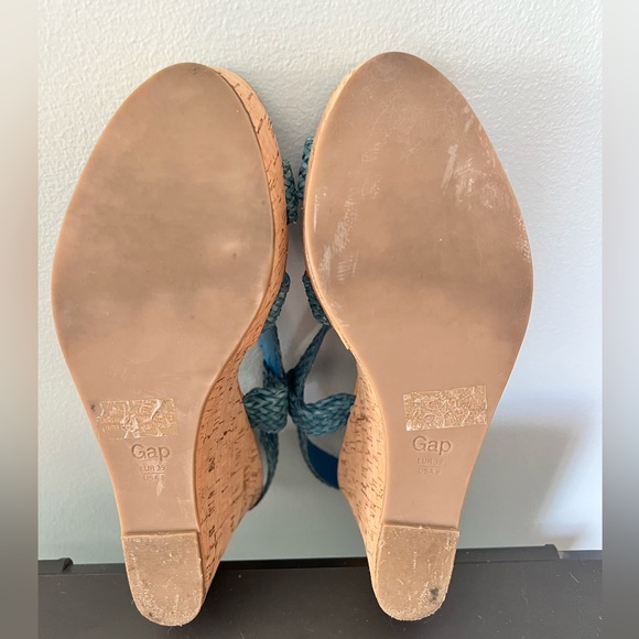 GAP Blue Braided Platform Cork Wedge Sandals - Picture 3 of 7